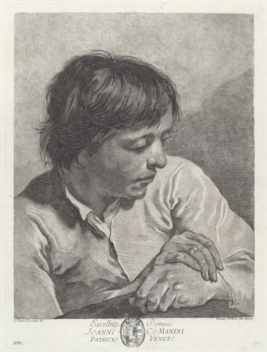 A Young Man with His Hands Crossed by Pietro Scattaglia, print, 1755-1765