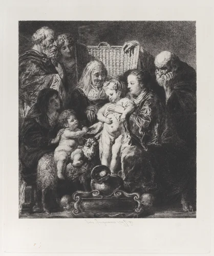 The Holy Family, after Jacob Jordaens, from "Etchings of Pictures in the Metropolitan Museum New York" by Jules Ferdinand Jacquemart, print, 1871