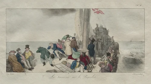 Souvenirs of London: Crossing on the Packet Boat by Eugène Louis Lami, print, 1826