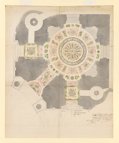 Design for the Marble Floor of the Dôme des Invalides, Paris by Jules Hardouin Mansart, drawing, 1686-1703