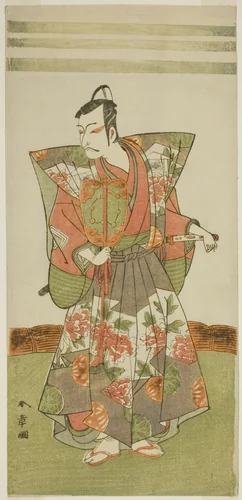 The Actor Ichikawa Danjuro V as Kudo Kanaishi in the Play Izu-goyomi Shibai no Ganjitsu, Performed at the Morita Theater in the Eleventh Month, 1772 by Katsukawa Shunsho (勝川 春章), print, 1767-1777