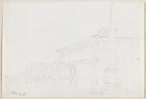 A Piazza with an Obelisk by Jacques-Louis David, drawing, 1775-1780
