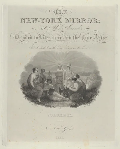 Title Page: The New York Mirror, A Weekly Journal, Devoted to Literature and the Fine Arts. Embellished with Engravings and Music, Volume IX by Asher Brown Durand, print, 1831
