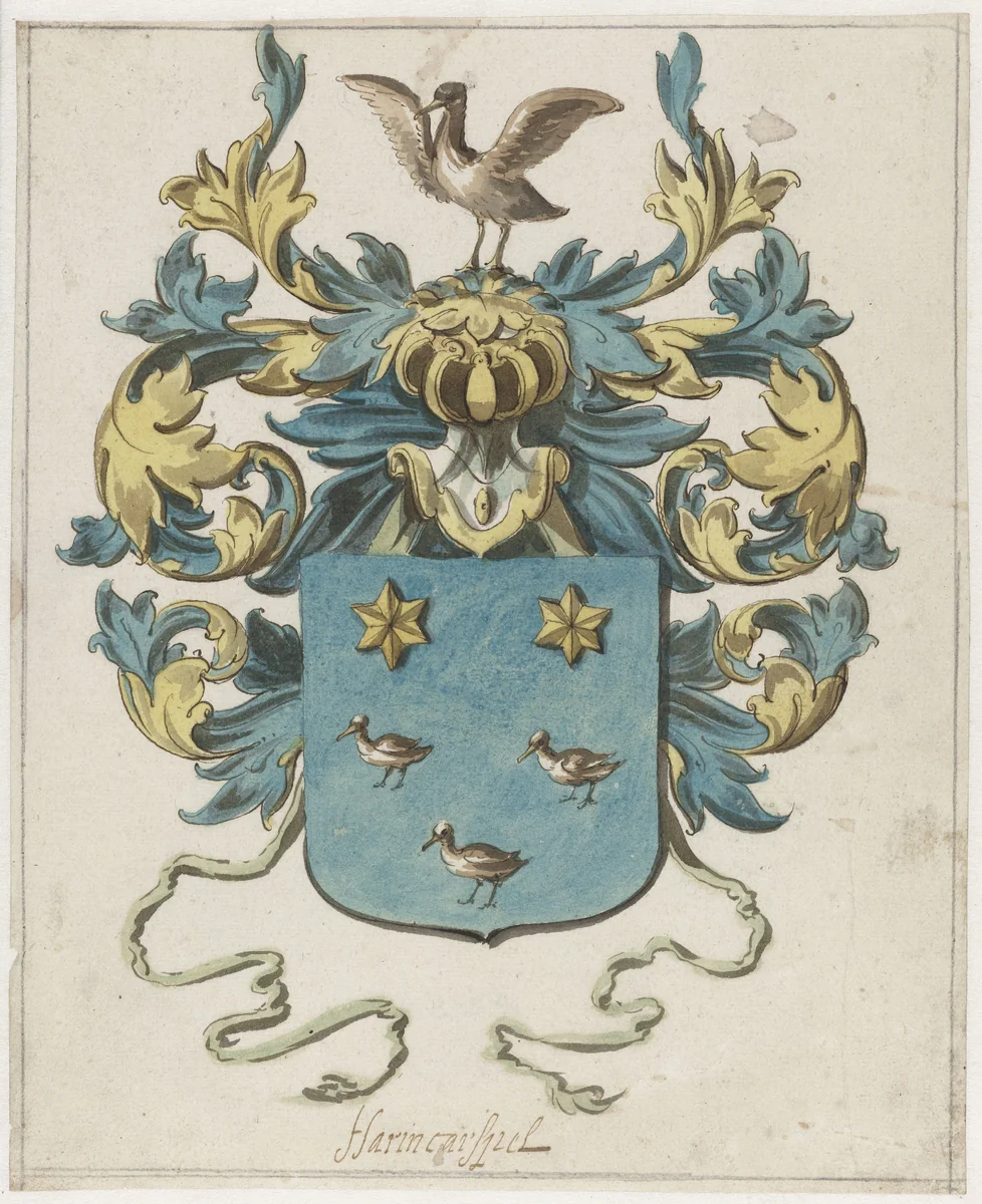 Wapenschild van Jacob van Harencarspel by Pieter Jansz, drawing, 1660-1672