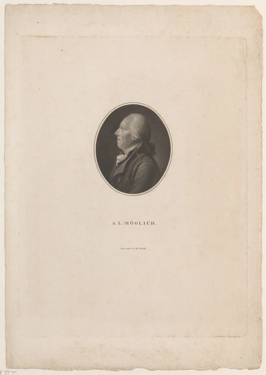 Portret van Andreas Leonhard Moeglich by Leonhard Heinrich Hessell, print, 1767-1830