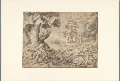 Samson na het verslaan van de Filistijnen by Gerrit Pietersz. Sweelink, drawing, 1576-1656