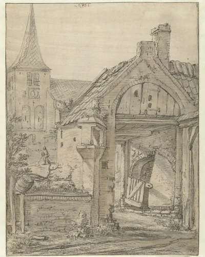 Kerkhofpoort te Zeist by Herman Saftleven, drawing, 1619-1685