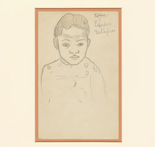 Portret van een jongetje in Tahiti by Paul Gauguin, drawing, 1858-1903