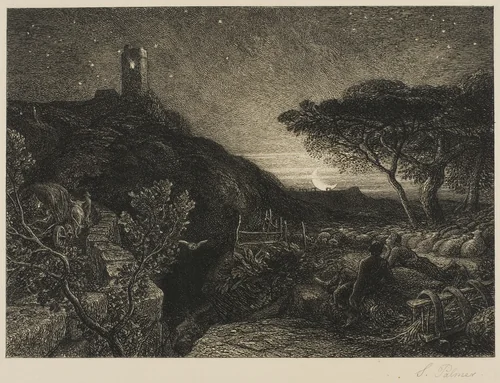 The Lonely Tower by Samuel Palmer, print, 1879