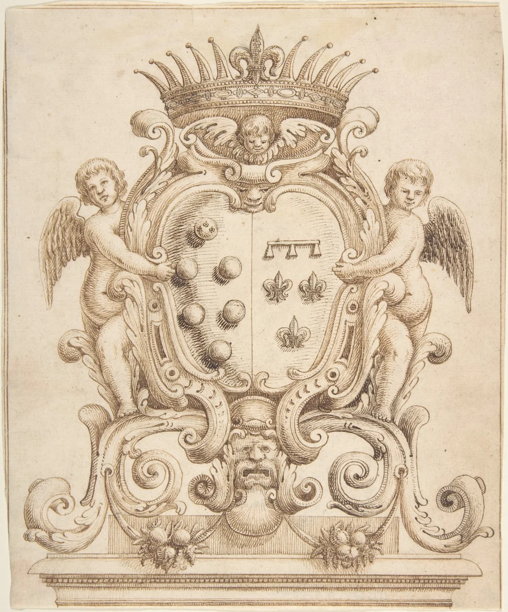 Heraldic Design for Henry IV and Marie de Medici (?) by anonymous, drawing, 1600-1699