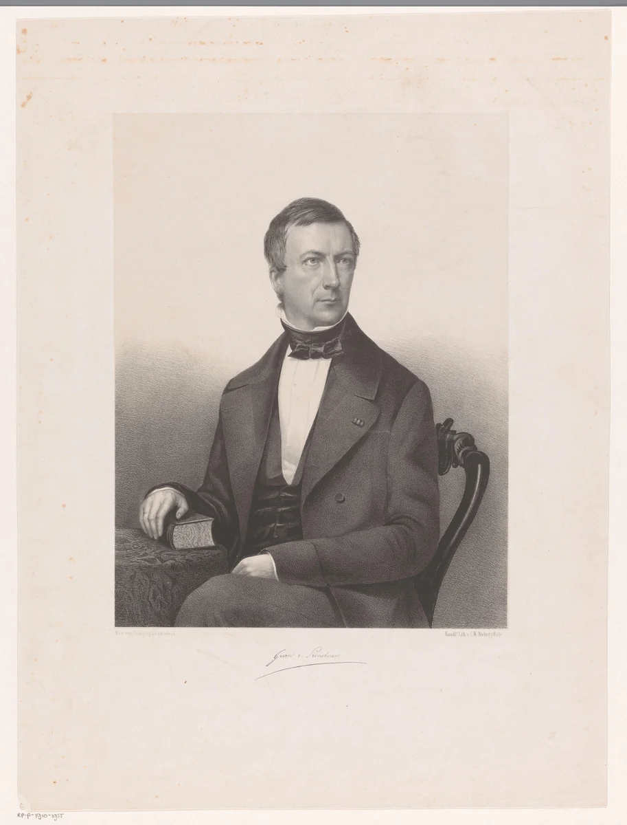 Portret van Guillaume Groen van Prinsterer by anonymous, print, 1855
