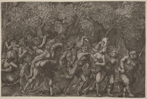 Bacchanale by Giulio Sanuto, print, 1520-1600