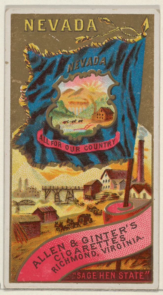 Nevada, from Flags of the States and Territories (N11) for Allen & Ginter Cigarettes Brands by Allen & Ginter, print, 1888