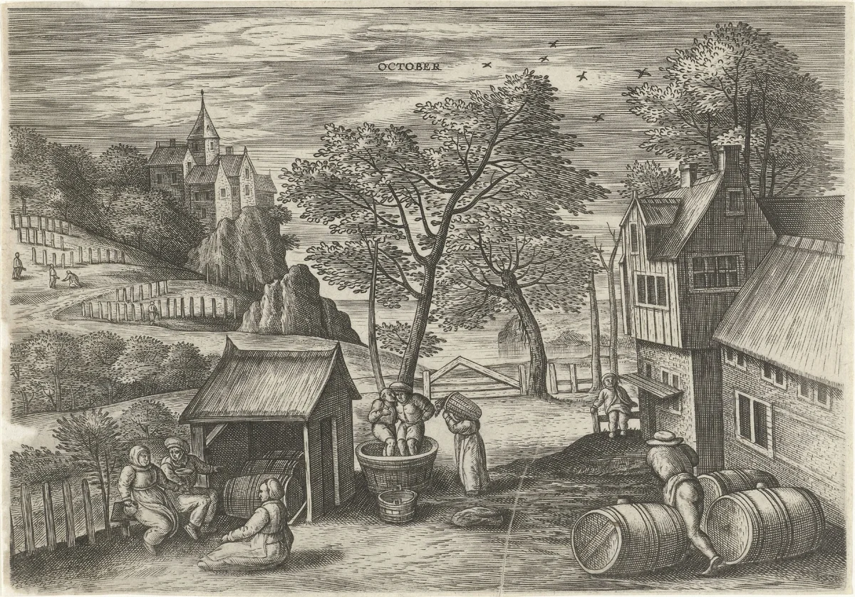 Oktober by Julius Goltzius, print, 1560-1595