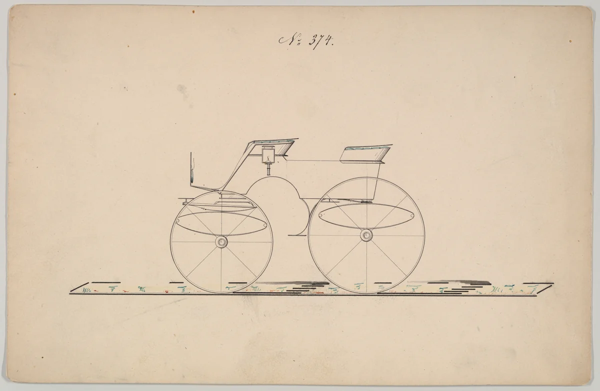 Dog Cart Phaeton #374 by Brewster & Co., drawing, 1850-1870