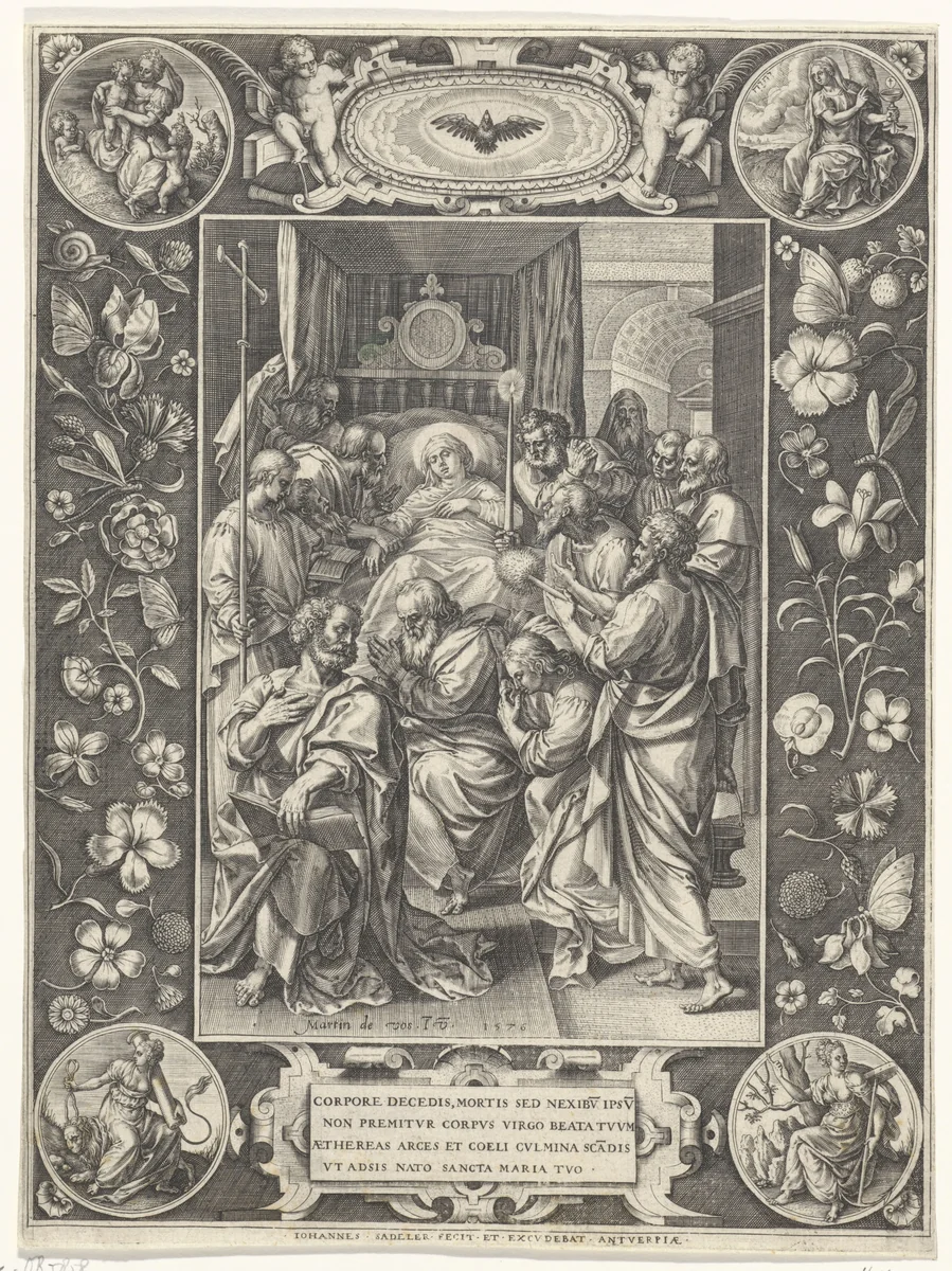 Sterfbed van Maria by Unknown, print, 1576