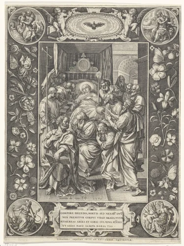 Sterfbed van Maria by Unknown, print, 1576