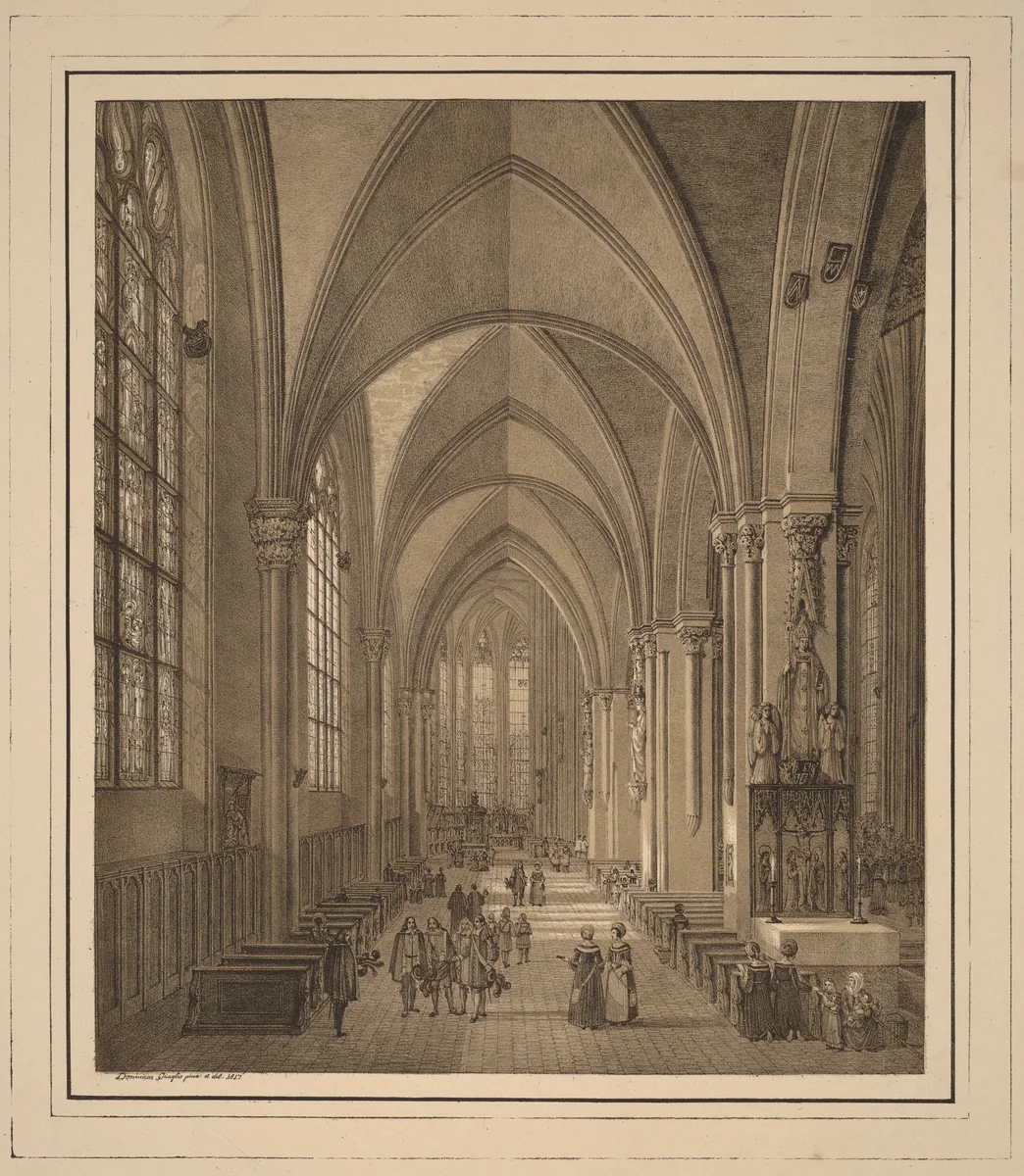 View of the Interior of the Church of St Sebald in Nuremberg by Domenico Quaglio, print, 1817