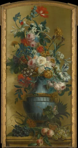 Flowers in a Blue Vase by Willem van Leen, painting, 1700-1799