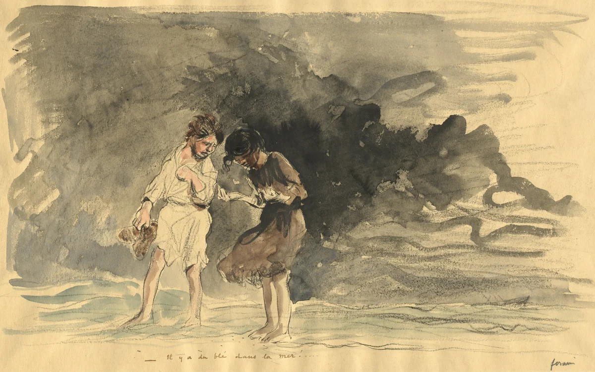 There is corn in the sea! by Jean-Louis Forain, drawing, 1852-1931