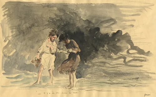 There is corn in the sea! by Jean-Louis Forain, drawing, 1852-1931