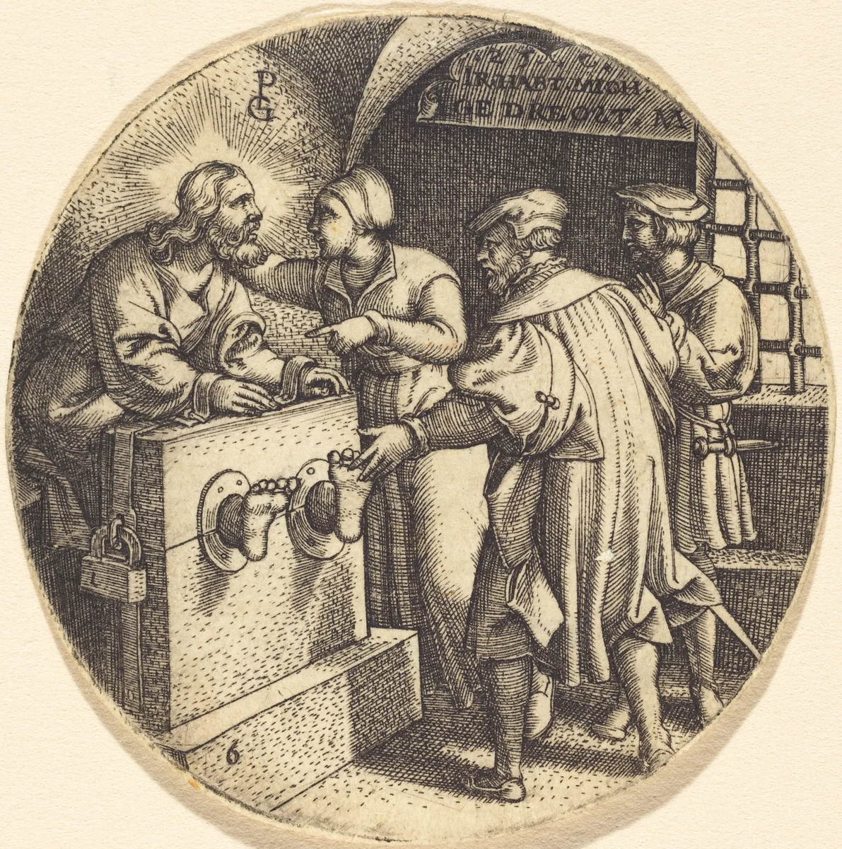 To Visit the Imprisoned by Georg Pencz, print, 1500-1550