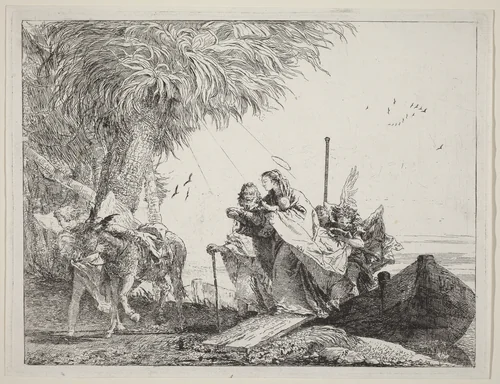 The Holy Family Disembarking by Giovanni Domenico Tiepolo, print, 1753