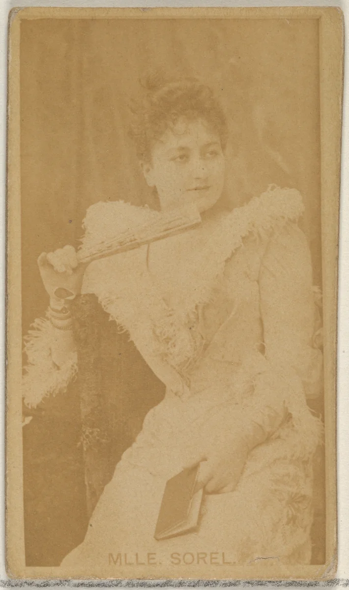Mlle. Sorel, from the Actors and Actresses series (N45, Type 8) for Virginia Brights Cigarettes by Allen & Ginter, photograph, 1885-1891