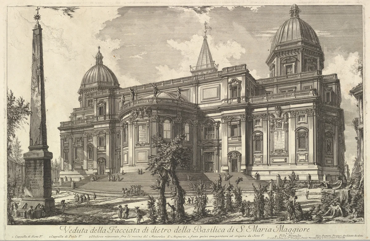 View of the rear entrance of the Basilica of S. Maria Maggiore, from Veduta di Roma (Roman Views) by Giovanni Battista Piranesi, print, 1737-1747
