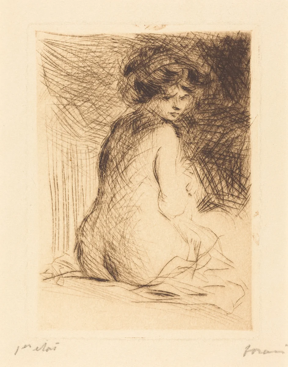 Femme nue vue de dos (Nude Woman Seen from the Back) by Jean-Louis Forain, print, 1910