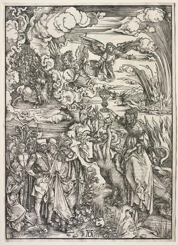 Revelation of St. John: The Woman of Babylon by Albrecht Dürer, print, 1511