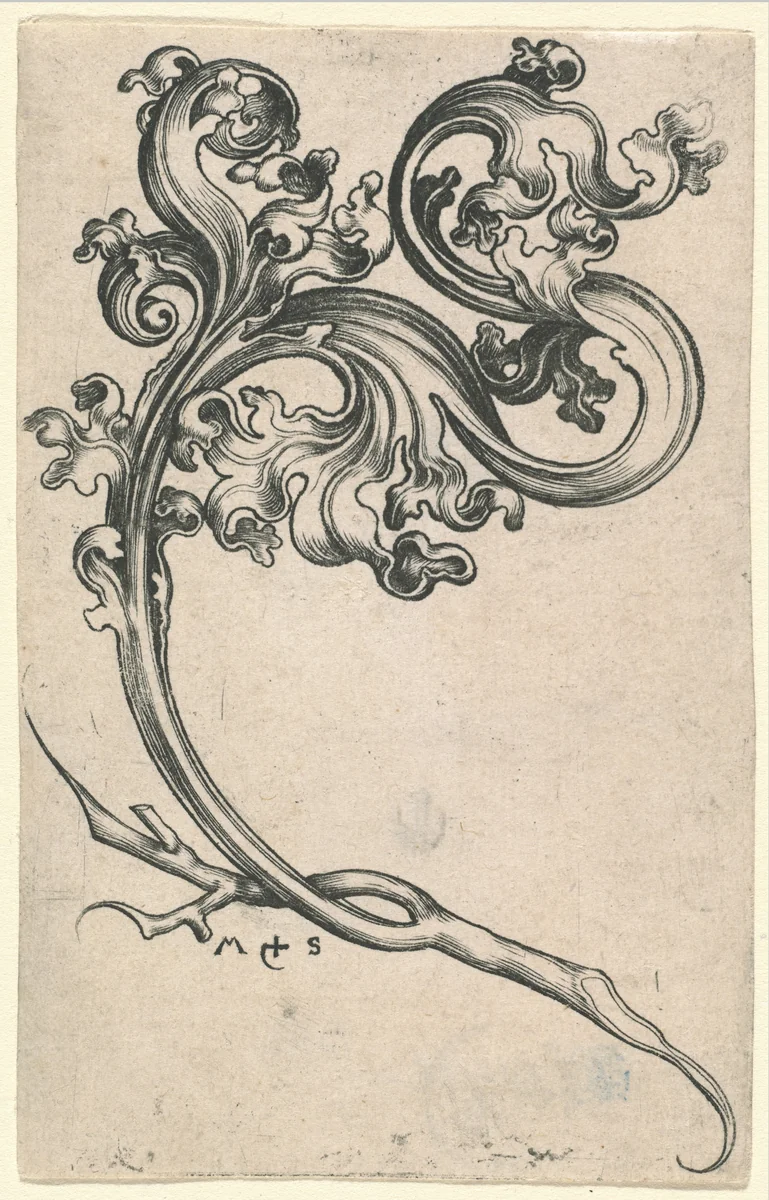 Leaf Ornament by Martin Schongauer, print, 1480-1490