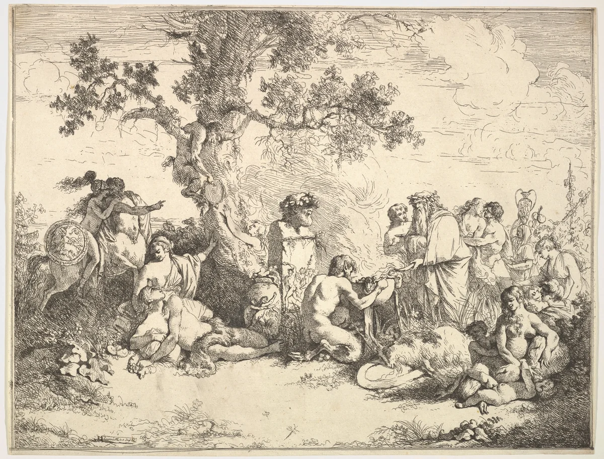 Sacrifice to Pan by Jean Jacques Lagrenée, print, 1762-1763