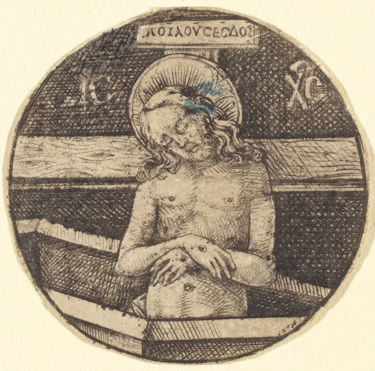 Christ as the Man of Sorrows by Israhel van Meckenem, print, 1470-1480