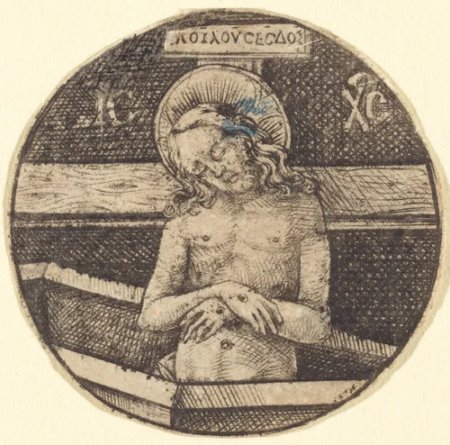 Christ as the Man of Sorrows by Israhel van Meckenem, print, 1470-1480