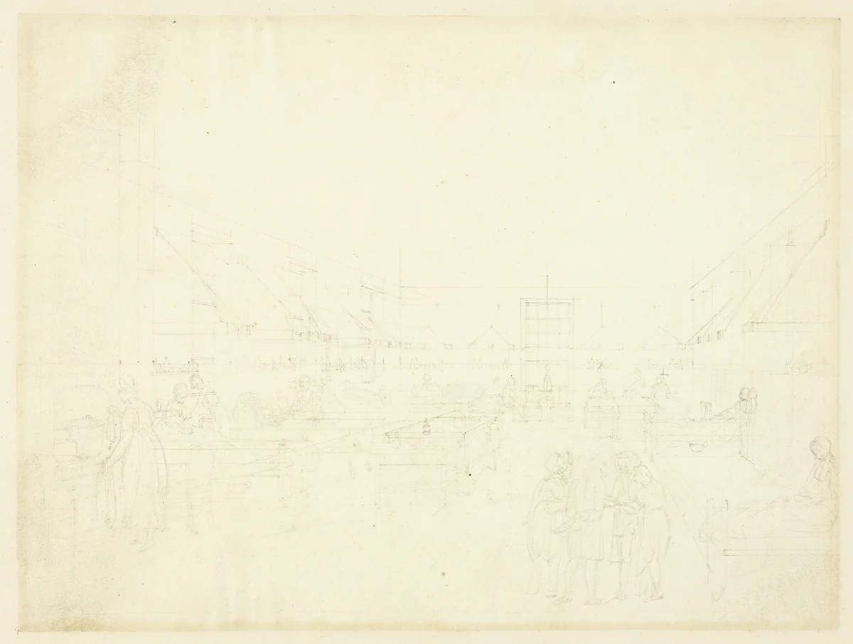 Study for Hospital, Middlesex, from Microcosm of London by Augustus Charles Pugin
Thomas Rowlandson, drawing, 1807-1808