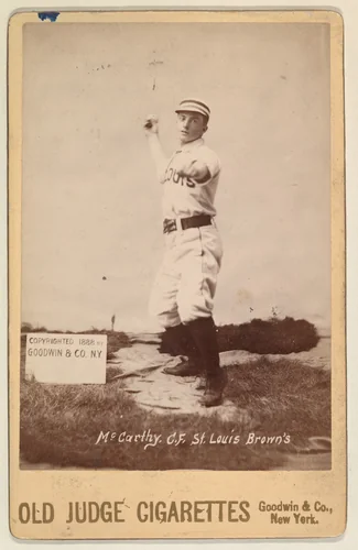 McCarthy, Center Field, St. Louis Browns, from the series Old Judge Cigarettes by Goodwin & Company, photograph, 1888