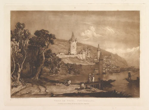 Ville de Thun, Switzerland (Liber Studiorum, part XII, plate 59) by Joseph Turner, print, 1816