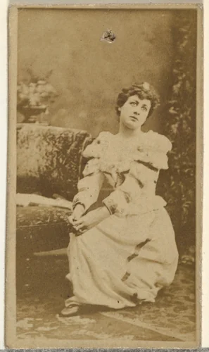 [Seated actress wearing dress with ruffled sleeves], from the Actors and Actresses series (N145-8) issued by Duke Sons & Co. to promote Duke Cigarettes by W. Duke, Sons & Co., photograph, 1890-1895