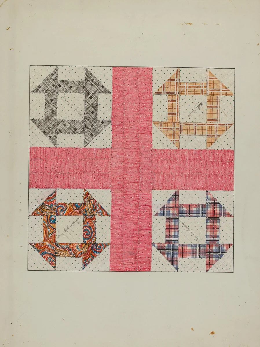 Autographed Quilt by Margaret Linsley, index of american design, 1940