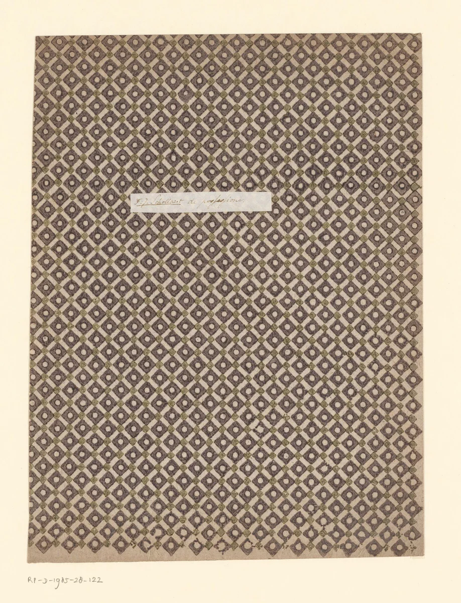 Blad met ruitenpatroon van blok met uitgespaarde stip by anonymous, other, 1750-1900