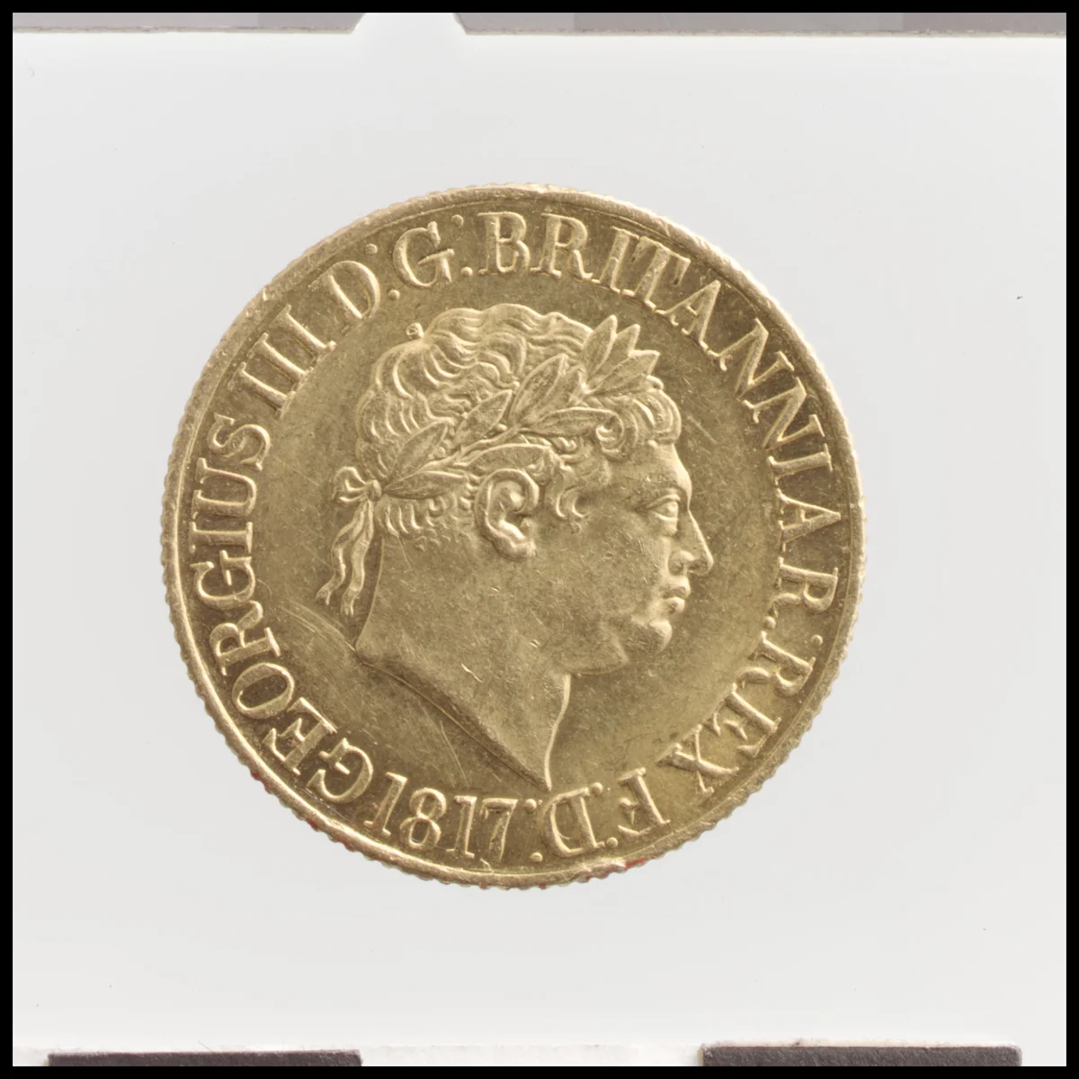 George III sovereign by Benedetto Pistrucci, metalwork, 1817