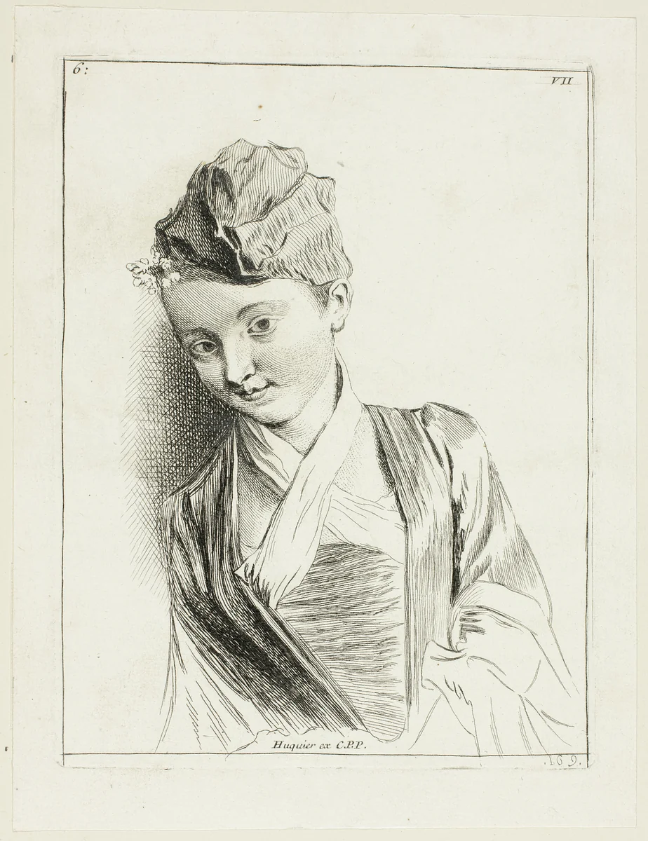 Woman's Head by Anne Claude Philippe Caylus, print, 1712-1765