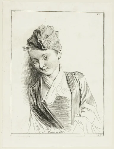 Woman's Head by Anne Claude Philippe Caylus, print, 1712-1765
