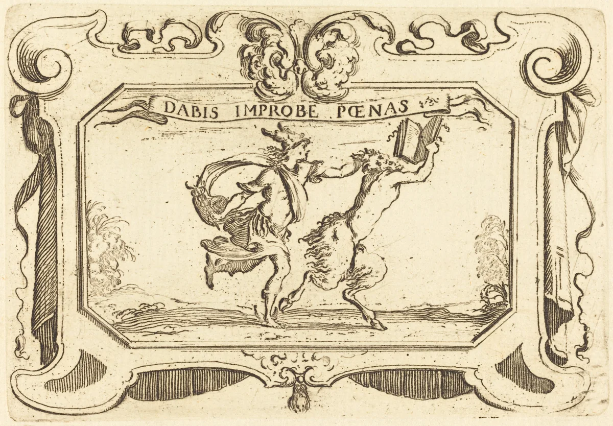 Mercury Chasing a Satyr Holding a Book by Stefano della Bella, print, 1610-1664
