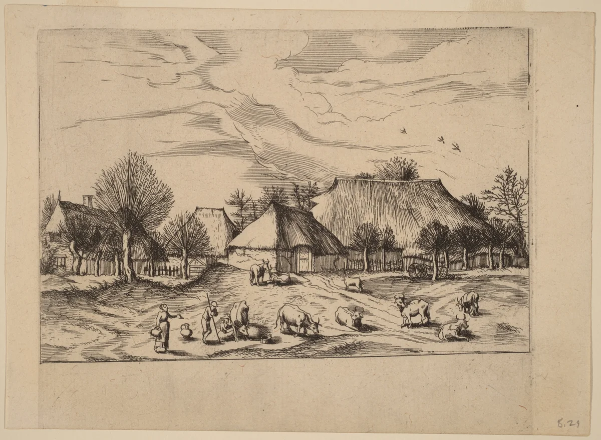 Farms by Johannes van Doetechum; Lucas van Doetechum; Master of the Small Landscapes, print, 1605