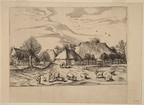 Farms by Johannes van Doetechum; Lucas van Doetechum; Master of the Small Landscapes, print, 1605