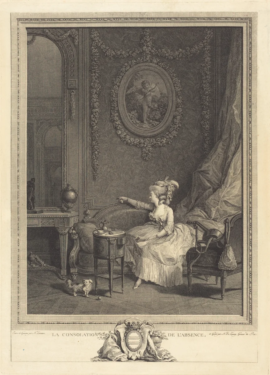 La Consolation de l'absence by Nicolas Delaunay, print, 1785