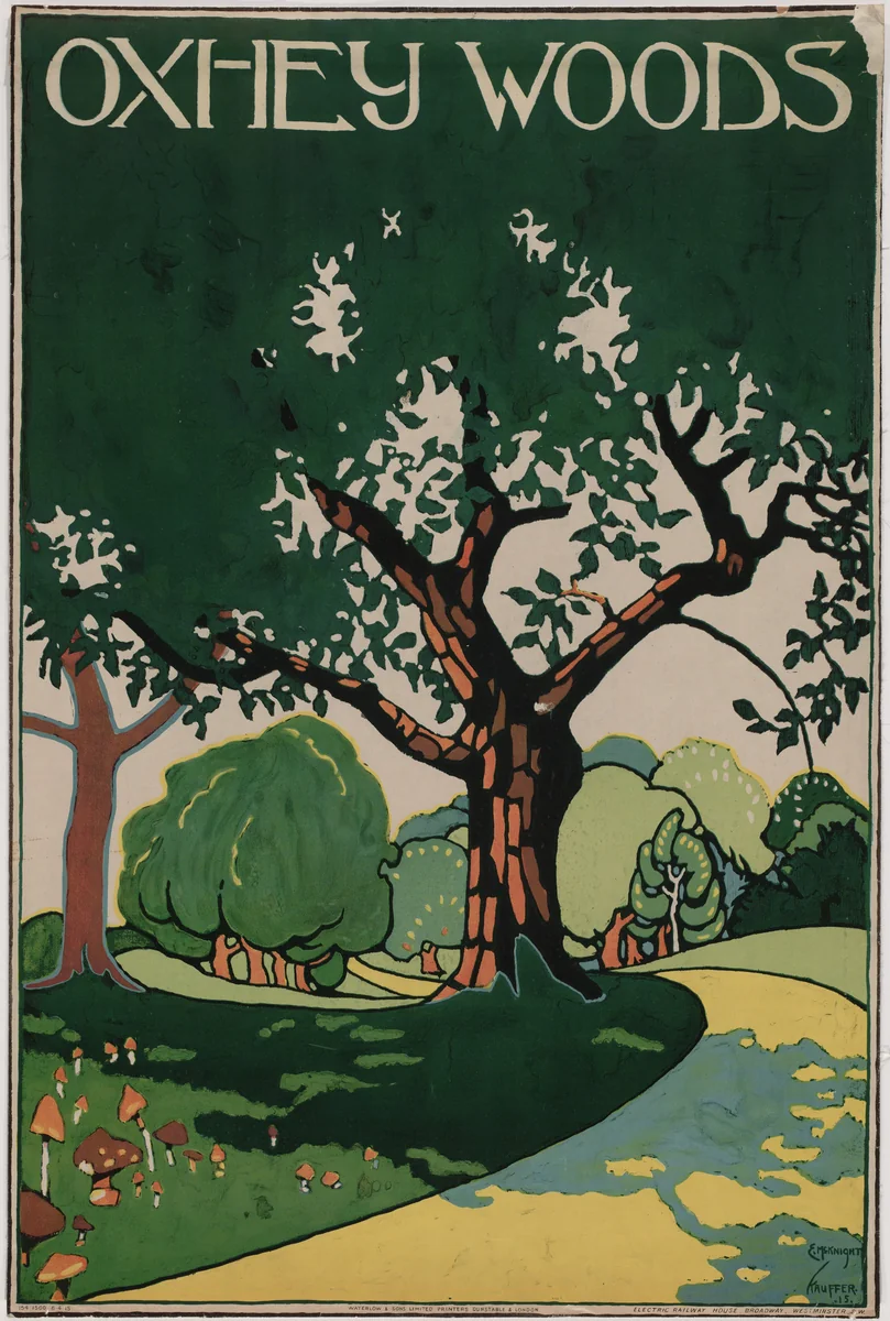 Oxhey Woods by E. McKnight Kauffer, design, 1915
