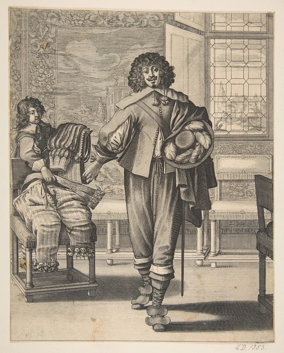 Courtier Following Edict Against Superfluity in Dress (Le Courtisan suivant le dernier édit) by Abraham Bosse, print, 1620-1666